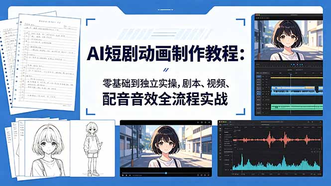 AI短剧动画制作教程：零基础到独立实操，剧本、视频、配音音效全流程实战-搞薯条网