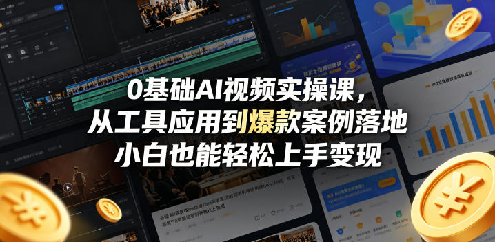 0基础AI视频实操课，从工具应用到爆款案例落地，小白也能轻松上手变现-搞薯条网