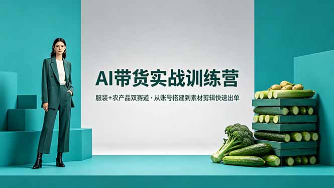 AI带货实战训练营，服装+农产品双赛道，从账号搭建到素材剪辑快速出单-搞薯条网