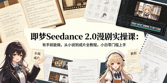 即梦Seedance 2.0漫剧实操课：有手就能做，从小说到成片全教程，小白零门槛上手-搞薯条网