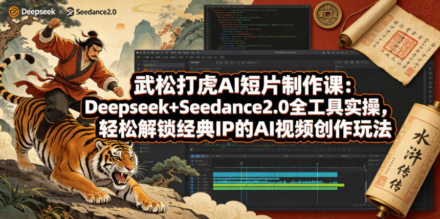 武松打虎AI短片制作课：Deepseek+Seedance2.0全工具实操，轻松解锁经典IP的AI视频创作玩法-搞薯条网