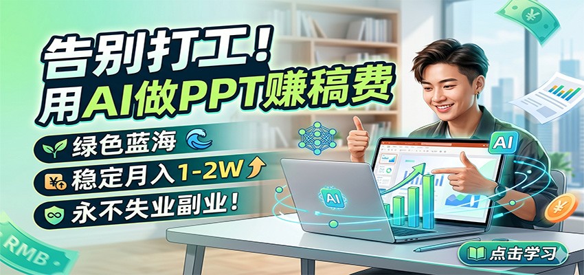 告别打工！用AI做PPT赚稿费，绿色蓝海，稳定月入1-2W，永不失业副业！-搞薯条网