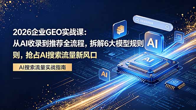 2026 企业GEO实战课:从AI收录到推荐全流程,拆解6大模型规则,抢占 AI 搜索流量新风口-搞薯条网