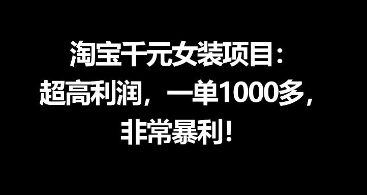 淘宝千元女装项目：超高利润，一单1000多，非常暴利-搞薯条网