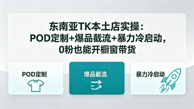 东南亚TK本土店实操:POD定制+爆品截流+暴力冷启动,0粉也能开橱窗带货-搞薯条网