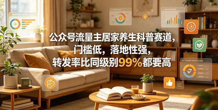 公众号流量主居家养生科普赛道，门槛低，落地性强，转发率比同级别99％都要高-搞薯条网