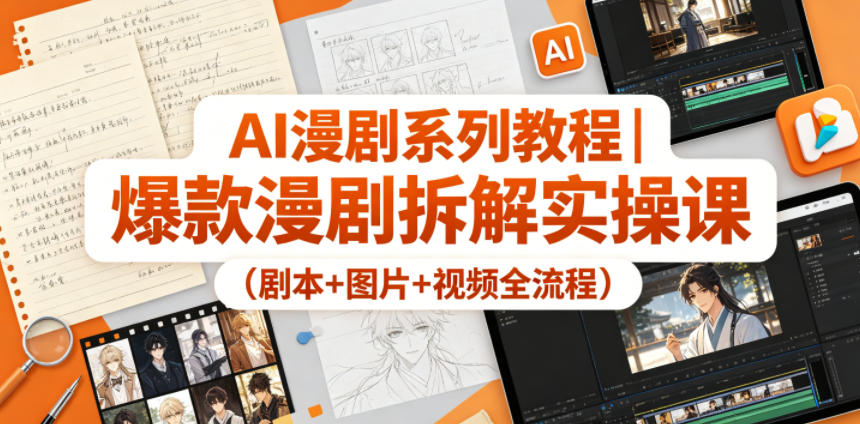 AI漫剧系列教程｜爆款漫剧拆解实操课(剧本+图片+视频全流程)-搞薯条网