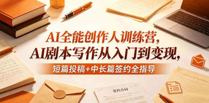 AI全能创作人训练营，AI剧本写作从入门到变现，短篇投稿+中长篇签约全指导-搞薯条网
