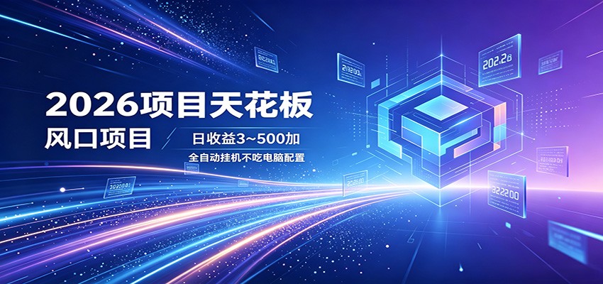 2026项目天花板，风口项目，日收益3~500+全自动挂机，不吃配置-搞薯条网