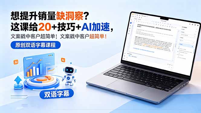 想提升销量缺洞察?这课给 20 + 技巧 + AI 加速,文案戳中客户超简单!【原创双语字幕】-搞薯条网