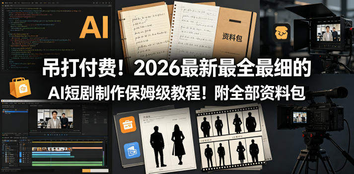吊打付费！2026最新最全最细的AI短剧制作保姆级教程！附全部资料包-搞薯条网