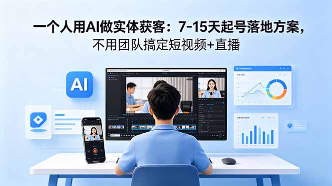 一个人用AI做实体获客：7-15天起号落地方案，不用团队搞定短视频+直播-搞薯条网