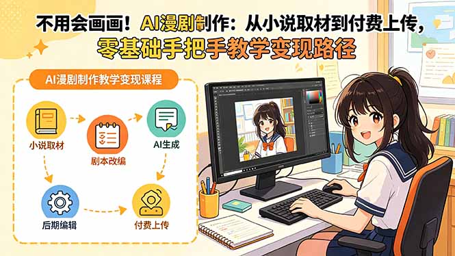 不用会画画！AI漫剧制作：从小说取材到付费上传，零基础手把手教学变现路径-搞薯条网