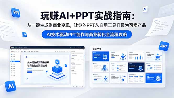 玩赚AI+PPT实战指南-更新5月13：从一键生成到商业变现，让你的PPT从自用工具升级为可卖产品-搞薯条网