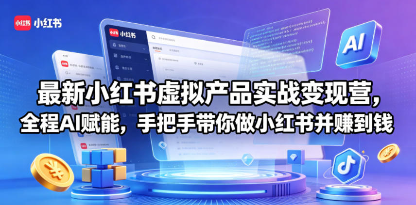 最新小红书虚拟产品实战变现营,全程AI赋能,手把手带你做小红书并赚到钱-搞薯条网