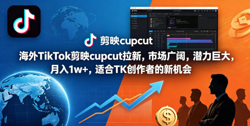 海外TikTok剪映cupcut拉新,市场广阔,潜力巨大,月入1w+,适合TK创作者的新机会-搞薯条网