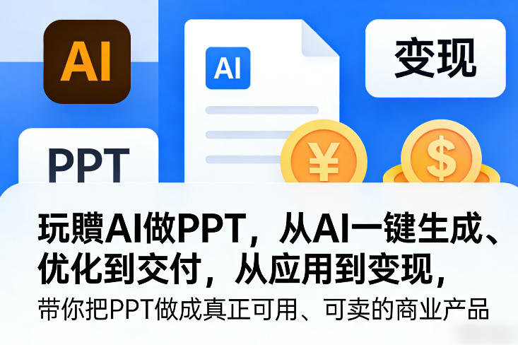 玩賺AI做PPT，从AI一键生成、优化到交付，从应用到变现，带你把PPT做成真正可用、可卖的商业产品(更新0513)-搞薯条网