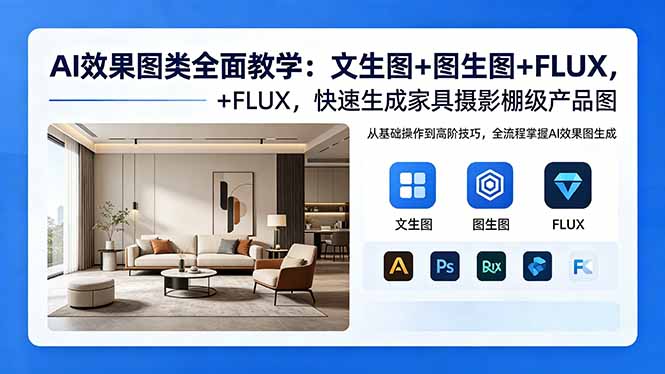 AI效果图类全面教学：文生图+图生图+FLUX，快速生成家具摄影棚级产品图-搞薯条网