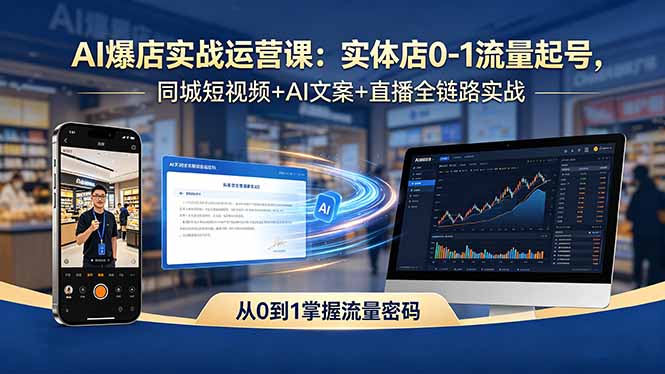 AI爆店实战运营课：实体店0-1流量起号，同城短视频+AI文案+直播全链路实战-搞薯条网