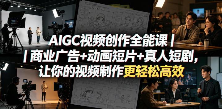 AIGC视频创作全能课｜商业广告+动画短片+真人短剧，让你的视频制作更轻松高效-搞薯条网