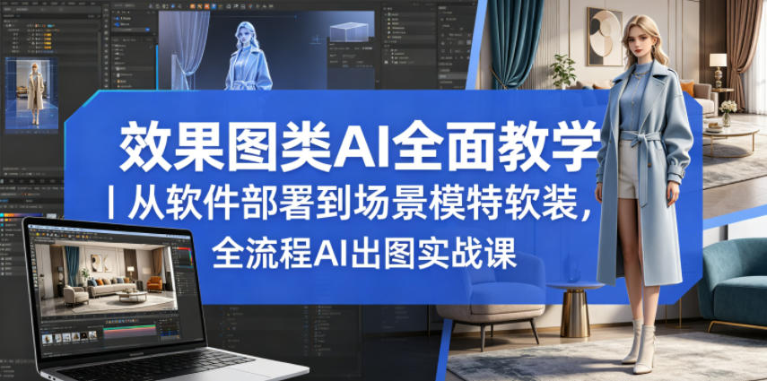 效果图类AI全面教学|从软件部署到场景模特软装,全流程AI出图实战课-搞薯条网