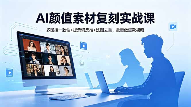 AI颜值素材复刻实战课，多图控一致性+提示词反推+洗图去重，批量做爆款视频-搞薯条网