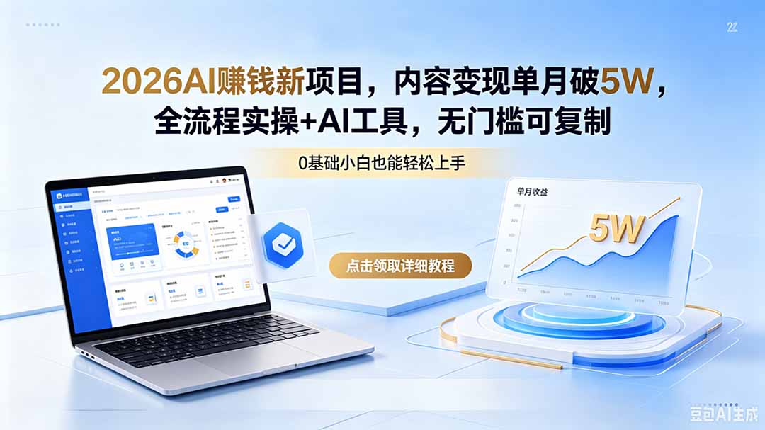 2026AI赚钱新项目,内容变现单月破5W,全流程实操+AI工具,无门槛可复制-搞薯条网