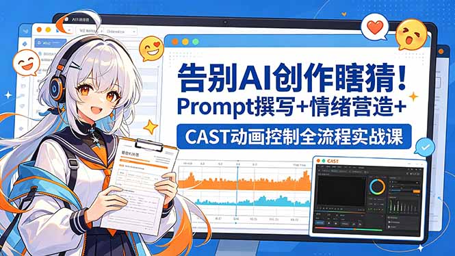 告别AI创作瞎猜！Prompt撰写+情绪营造+CAST动画控制全流程实战课-搞薯条网