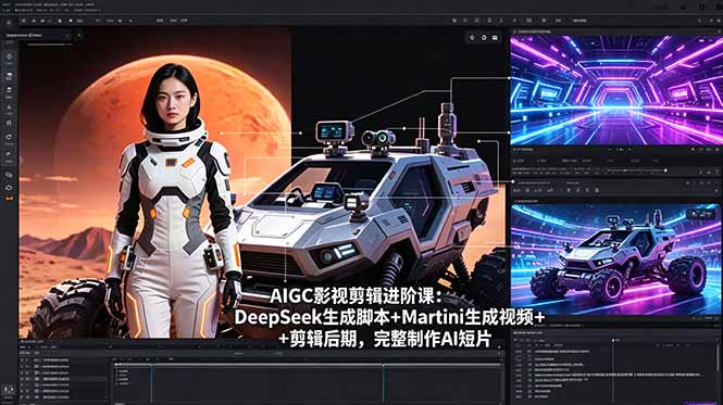 AIGC影视剪辑进阶课：DeepSeek生成脚本+Martini生成视频+剪辑后期，完整制作AI短片-搞薯条网