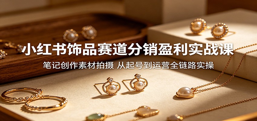 小红书饰品赛道分销盈利实战课：笔记创作素材拍摄，从起号到运营全链路实操-搞薯条网