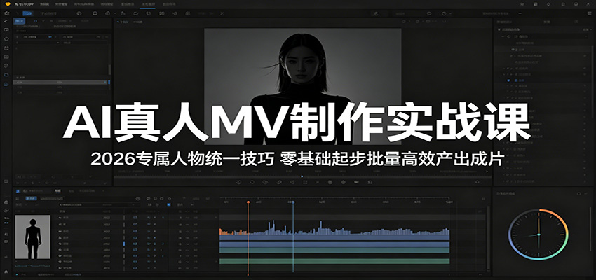 AI真人MV制作实战课：2026专属人物统一技巧，零基础起步批量高效产出成片-搞薯条网