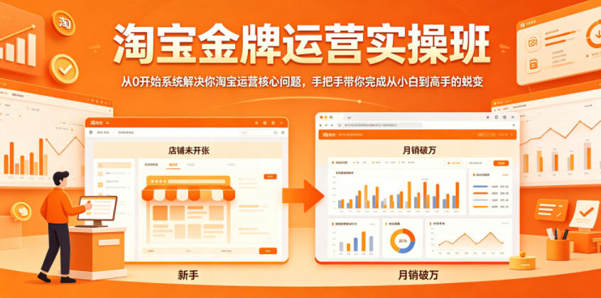 淘宝金牌运营实操班,从0开始系统解决你淘宝运营核心问题,手把手带你完成从小白到高手的蜕变-搞薯条网