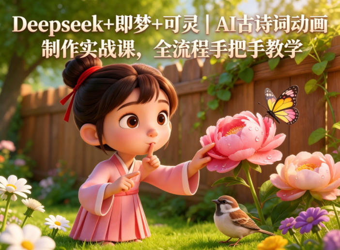 Deepseek+即梦+可灵｜AI古诗词动画制作实战课，全流程手把手教学-搞薯条网