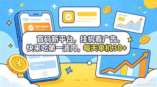 首码新平台，挂G自动看广告，快来吃第一波肉，每天单机30+，可矩阵放大【揭秘】-搞薯条网