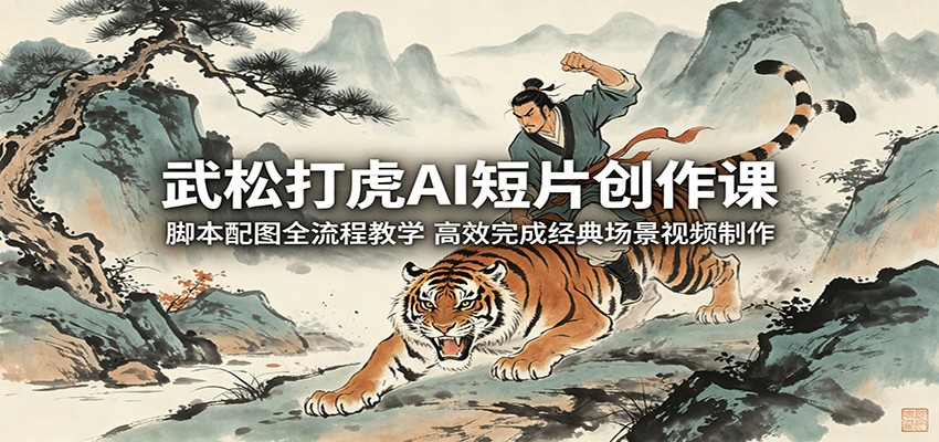 武松打虎AI短片创作课：脚本配图全流程教学，高效完成经典场景视频制作-搞薯条网