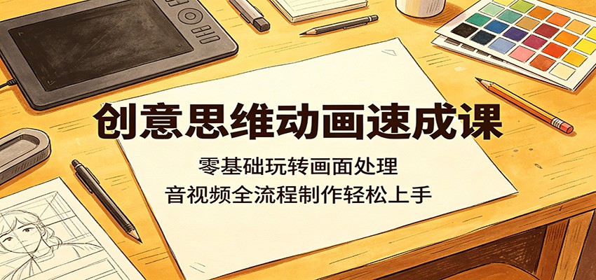 创意思维动画速成课：零基础玩转画面处理，音视频全流程制作轻松上手-搞薯条网