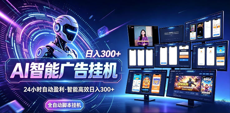 AI智能广告挂G项目，无需人工，单机稳定日入200+，可矩阵放大，24小时不间断刷广告賺收益【揭秘】-搞薯条网