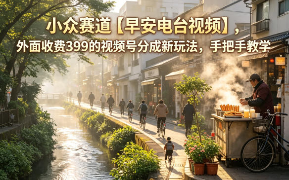小众赛道【早安电台视频】，外面收费399的视频号分成新玩法，手把手教学-搞薯条网