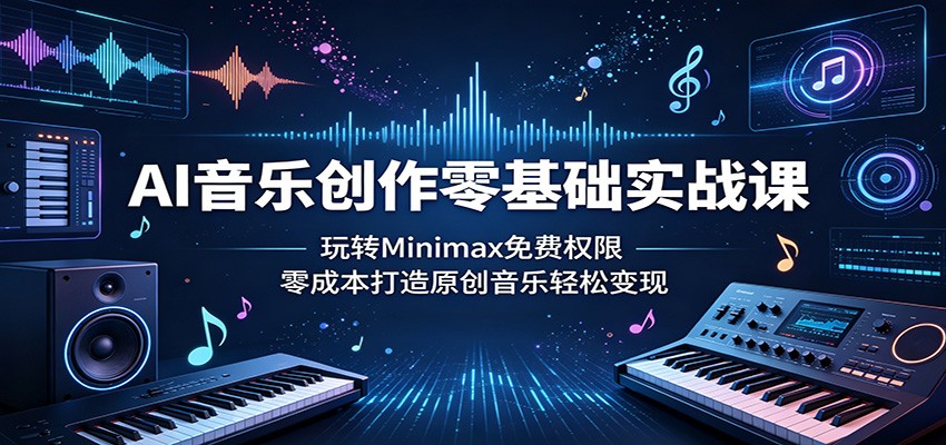 AI音乐创作零基础实战课：玩转Minimax免费权限，零成本打造原创音乐轻松变现-搞薯条网