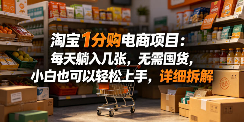 淘宝1分购电商项目：每天躺入几张，无需囤货，小白也可以轻松上手，详细拆解-搞薯条网