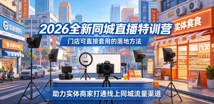 2026全新同城直播特训营，门店可直接套用的落地方法，助力实体商家打通线上同城流量渠道-搞薯条网