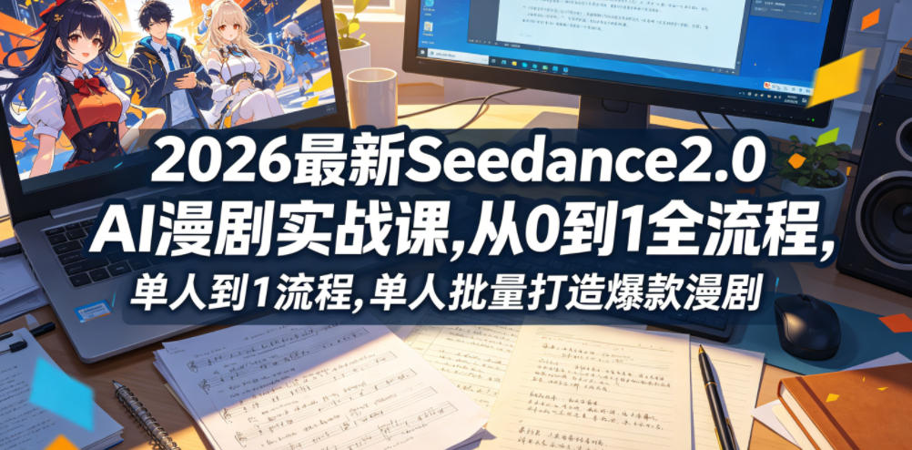 2026最新Seedance2.0 AI漫剧实战课,，从0到1全流程，单人批量打造爆款漫剧-搞薯条网