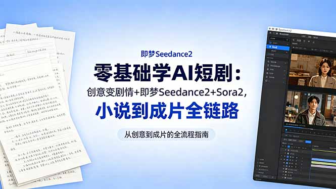 零基础学AI短剧：创意变剧情+即梦Seedance2+Sora2，小说到成片全链路-搞薯条网