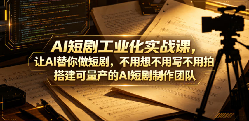 AI短剧工业化实战课，让AI替你做短剧，不用想不用写不用拍，搭建可量产的AI短剧制作团队-搞薯条网
