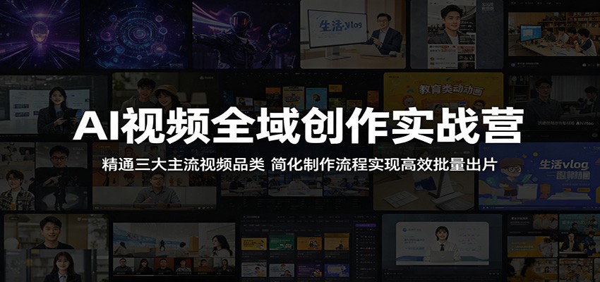AI视频全域创作实战营：精通三大主流视频品类，简化制作流程实现高效批量出片-搞薯条网