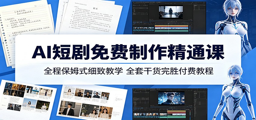 AI短剧免费制作精通课：全程保姆式细致教学，全套干货完胜付费教程-搞薯条网