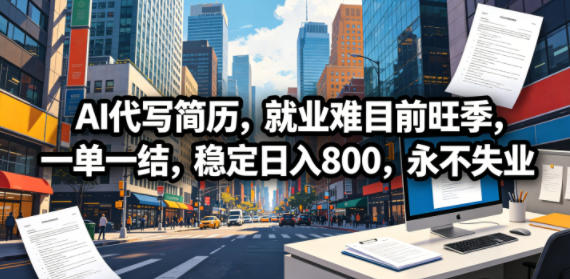AI代写简历，就业难目前旺季，一单一结，稳定日入800，永不失业-搞薯条网