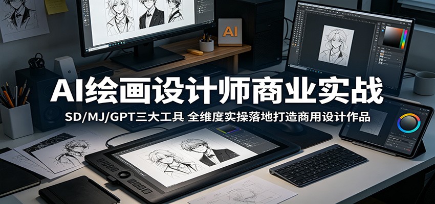 AI绘画设计师商业实战:SD/MJ/GPT三大工具,全维度实操落地打造商用设计作品-搞薯条网