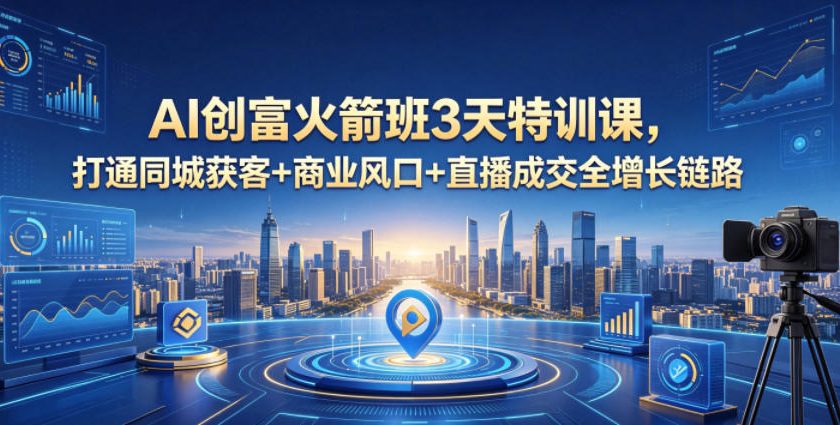 AI创富火箭班3天特训课，打通同城获客+商业风口+直播成交全增长链路，2026年4月新课-搞薯条网