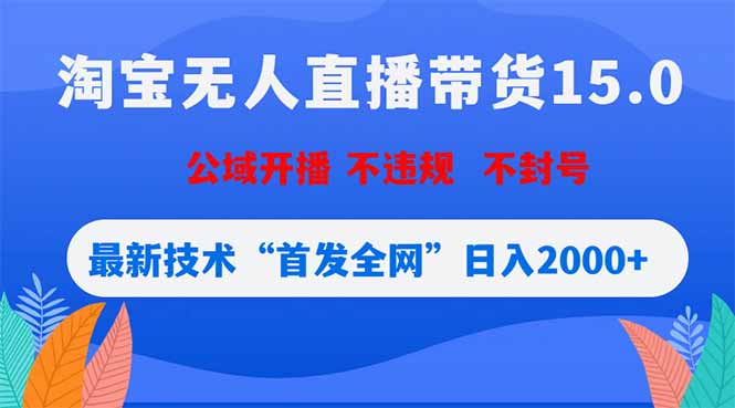 淘宝无人直播带货15.0,不封号,不违规,公域玩法,首发全网日入2000+-搞薯条网
